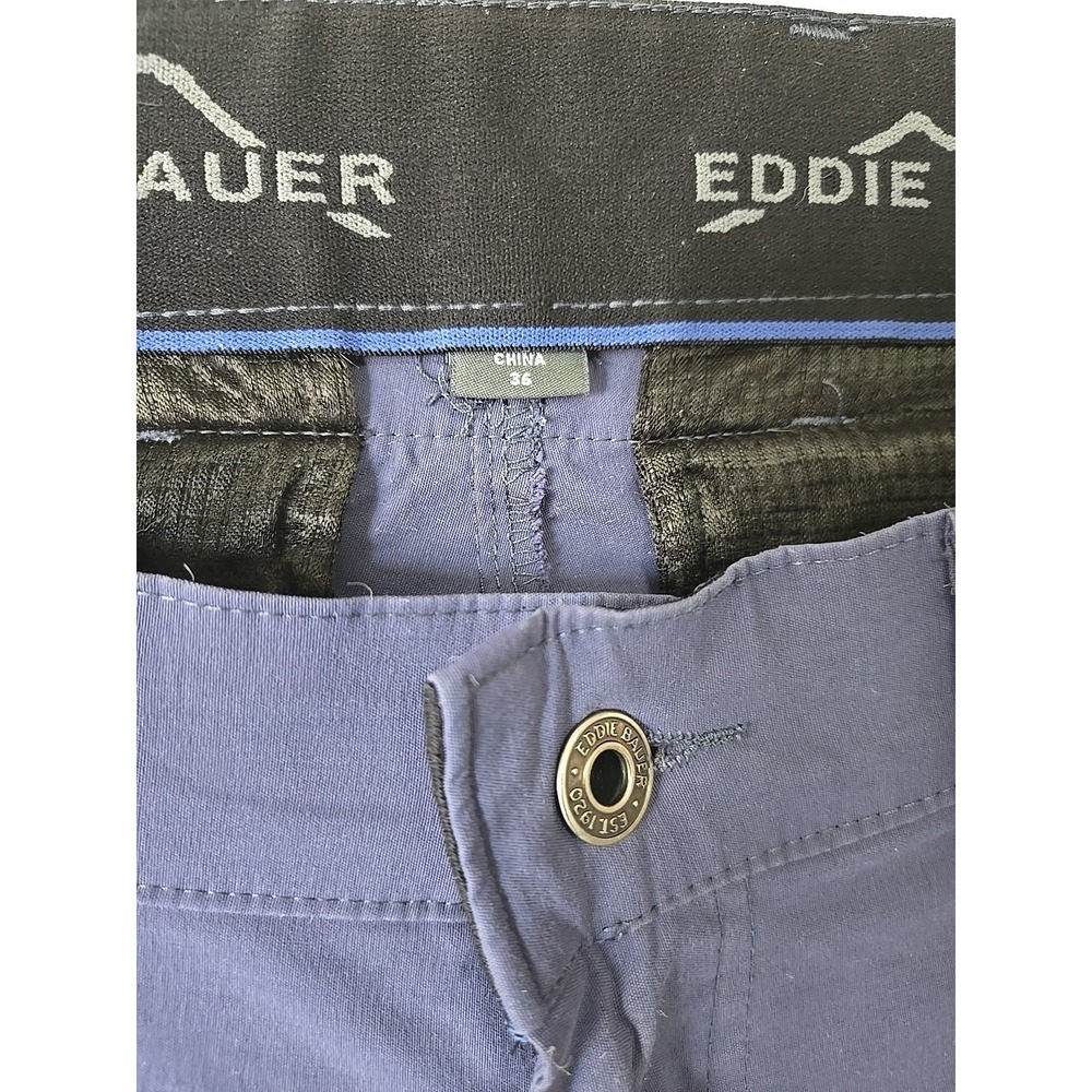 Eddie Bauer Rainier Shorts Men's 36 Blue Hiking Cargo Travex Stretch Tech 10" - Picture 8 of 12